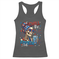 Chill the Fourth Out Skeleton Racerback Tank Top Funny Patriotic 4th of July Fireworks Party - Wonder Print Shop