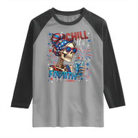 Chill the Fourth Out Skeleton Raglan Shirt Funny Patriotic 4th of July Fireworks Party - Wonder Print Shop