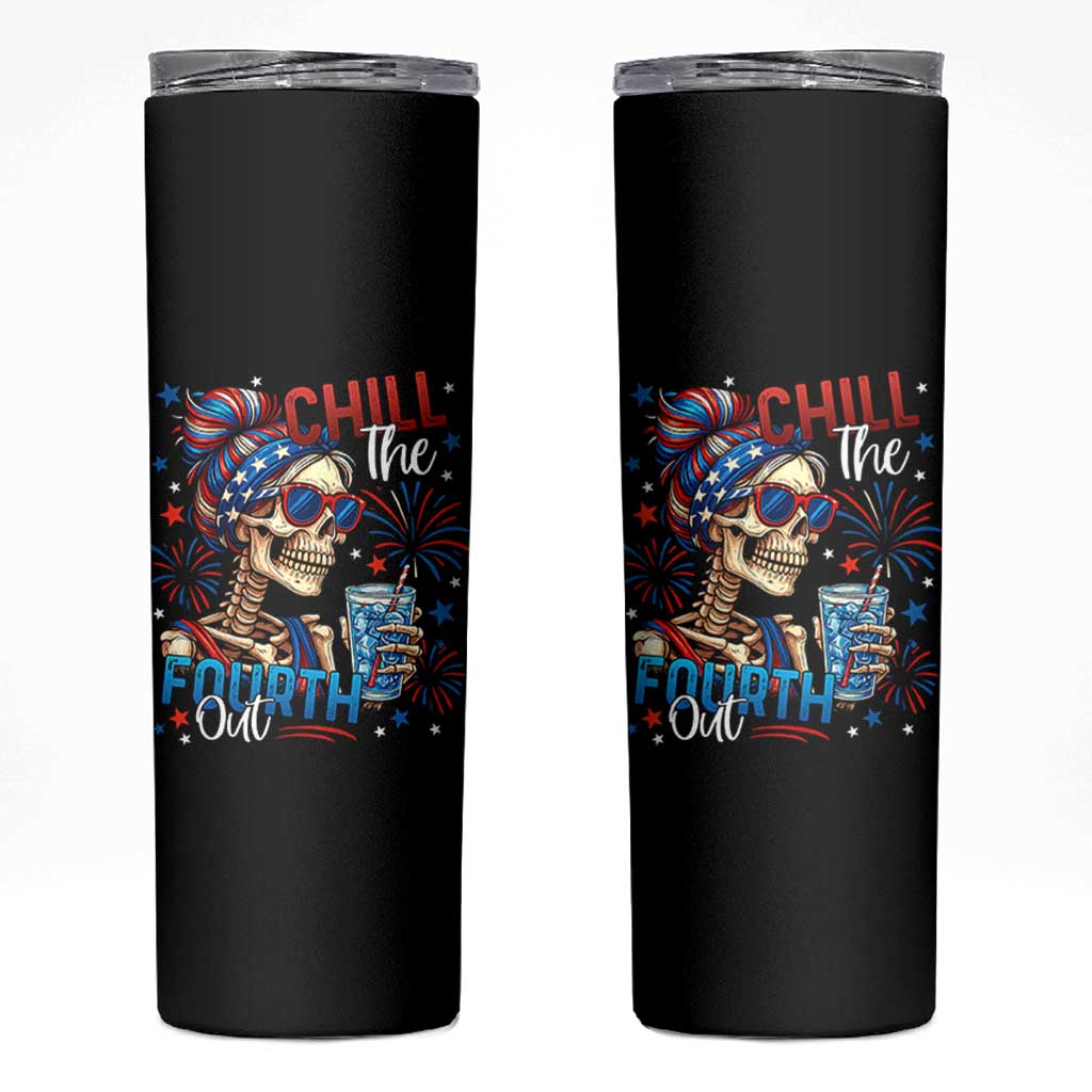 Chill the Fourth Out Skeleton Skinny Tumbler Funny Patriotic 4th of July Fireworks Party - Wonder Print Shop