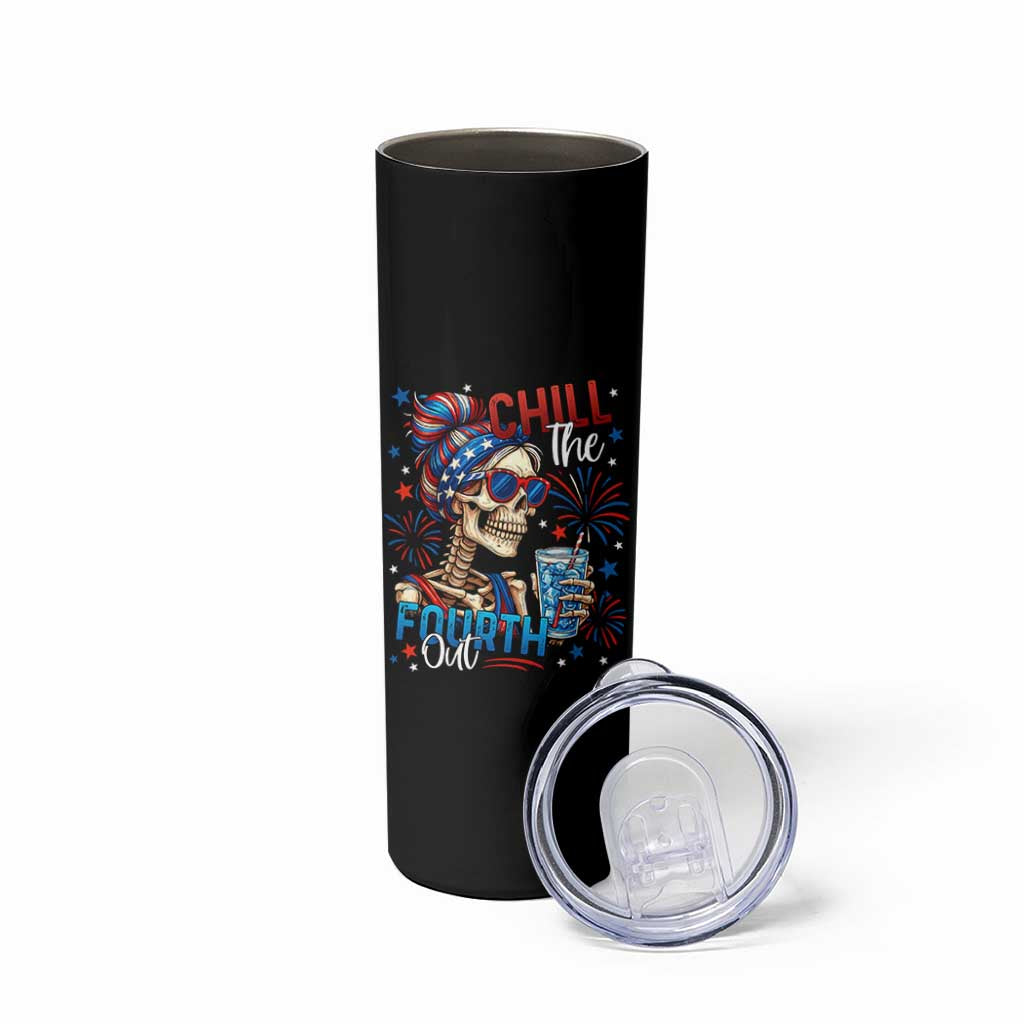 Chill the Fourth Out Skeleton Skinny Tumbler Funny Patriotic 4th of July Fireworks Party - Wonder Print Shop