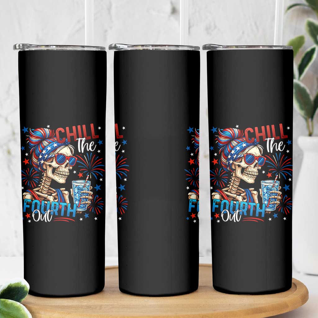 Chill the Fourth Out Skeleton Skinny Tumbler Funny Patriotic 4th of July Fireworks Party - Wonder Print Shop