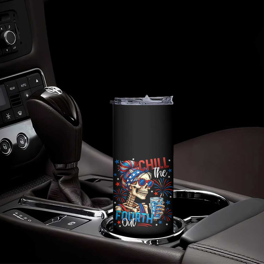 Chill the Fourth Out Skeleton Skinny Tumbler Funny Patriotic 4th of July Fireworks Party - Wonder Print Shop