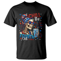 Chill the Fourth Out Skeleton T Shirt Funny Patriotic 4th of July Fireworks Party - Wonder Print Shop