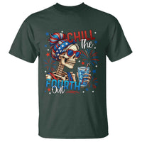Chill the Fourth Out Skeleton T Shirt Funny Patriotic 4th of July Fireworks Party - Wonder Print Shop