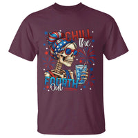Chill the Fourth Out Skeleton T Shirt Funny Patriotic 4th of July Fireworks Party - Wonder Print Shop