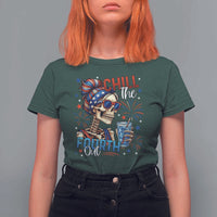 Chill the Fourth Out Skeleton T Shirt For Women Funny Patriotic 4th of July Fireworks Party - Wonder Print Shop