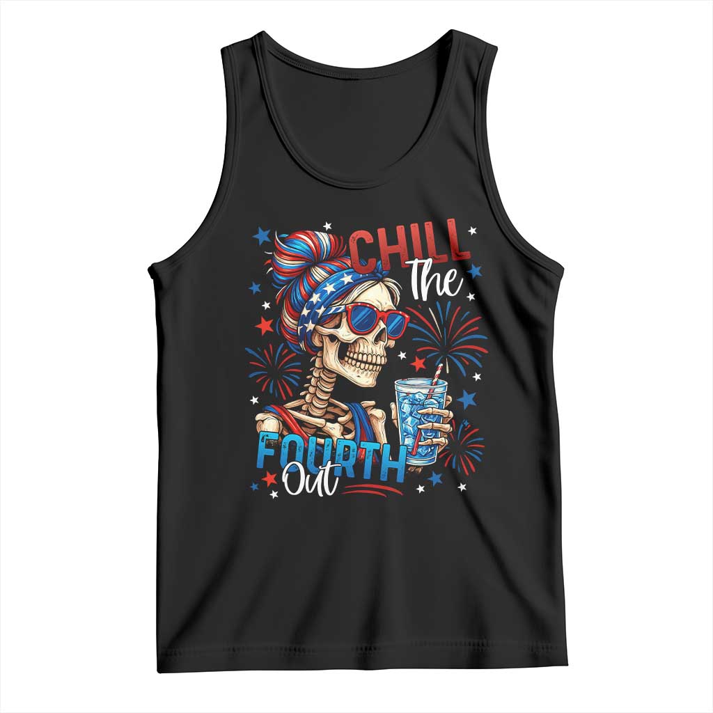 Chill the Fourth Out Skeleton Tank Top Funny Patriotic 4th of July Fireworks Party - Wonder Print Shop