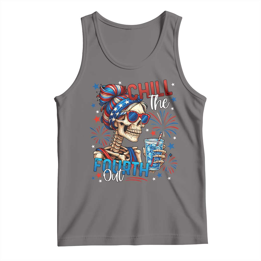 Chill the Fourth Out Skeleton Tank Top Funny Patriotic 4th of July Fireworks Party - Wonder Print Shop