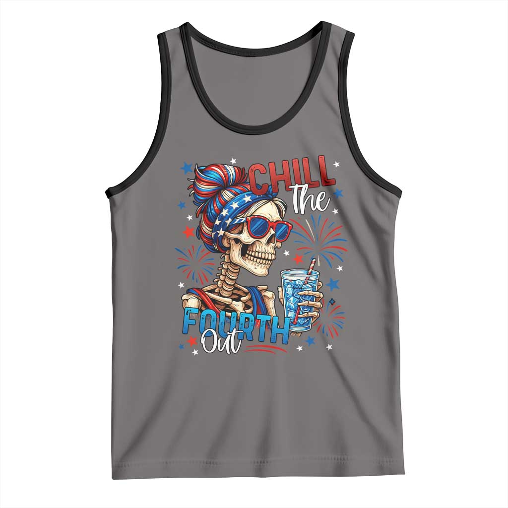 Chill the Fourth Out Skeleton Tank Top Funny Patriotic 4th of July Fireworks Party - Wonder Print Shop
