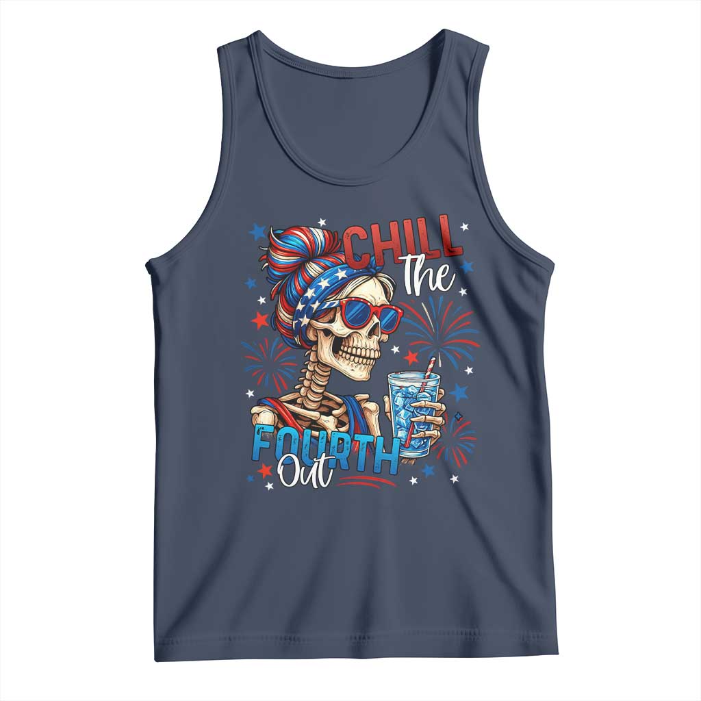 Chill the Fourth Out Skeleton Tank Top Funny Patriotic 4th of July Fireworks Party - Wonder Print Shop