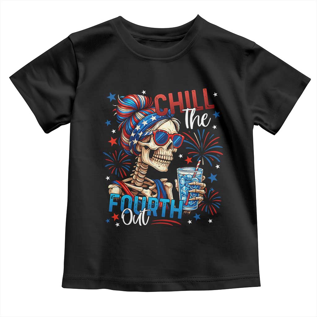 Chill the Fourth Out Skeleton Toddler T Shirt Funny Patriotic 4th of July Fireworks Party - Wonder Print Shop