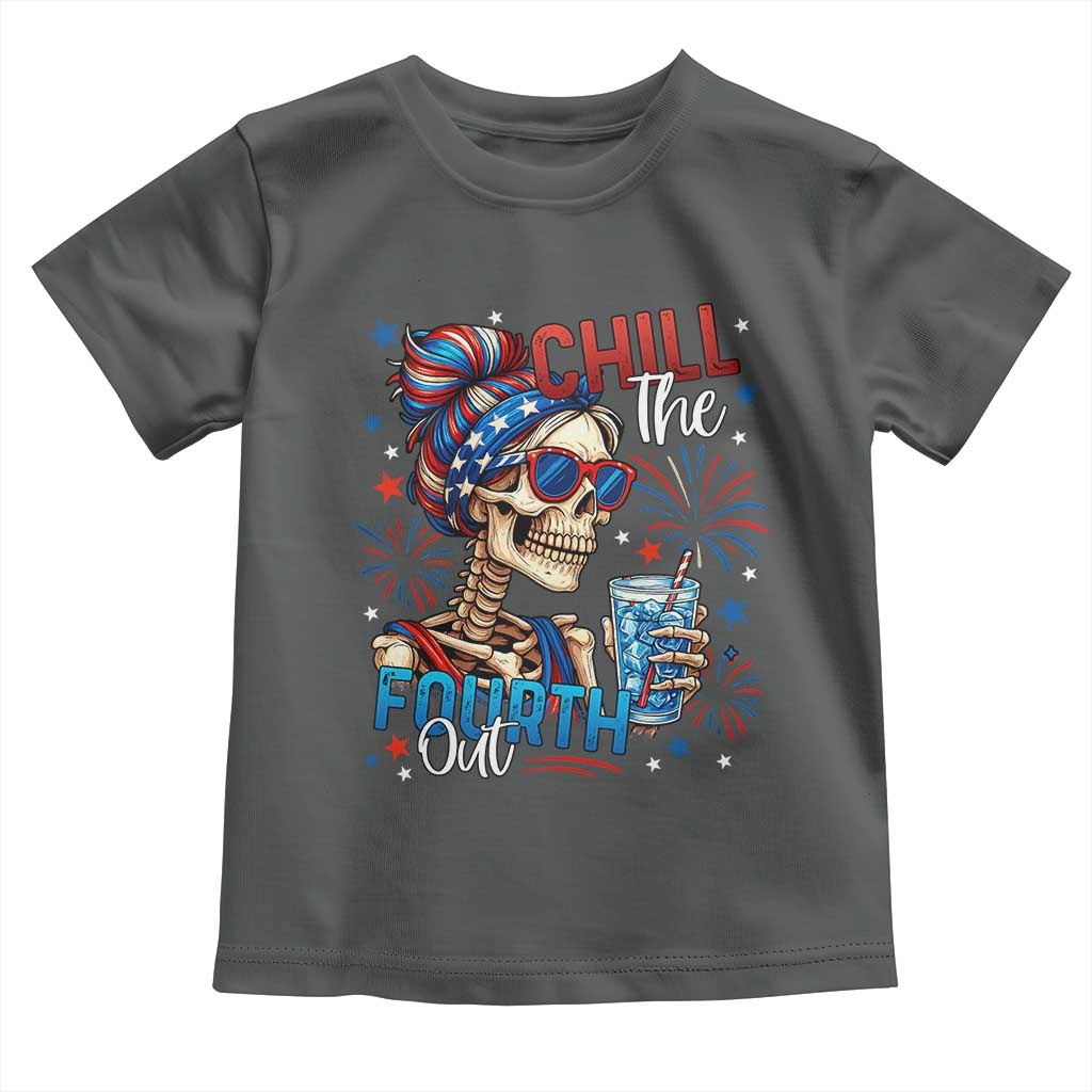 Chill the Fourth Out Skeleton Toddler T Shirt Funny Patriotic 4th of July Fireworks Party - Wonder Print Shop