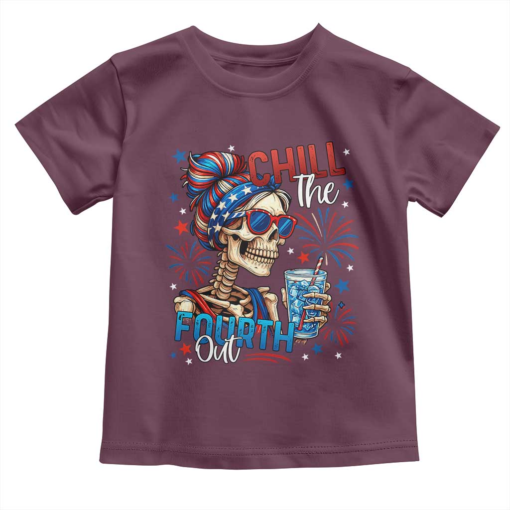 Chill the Fourth Out Skeleton Toddler T Shirt Funny Patriotic 4th of July Fireworks Party - Wonder Print Shop
