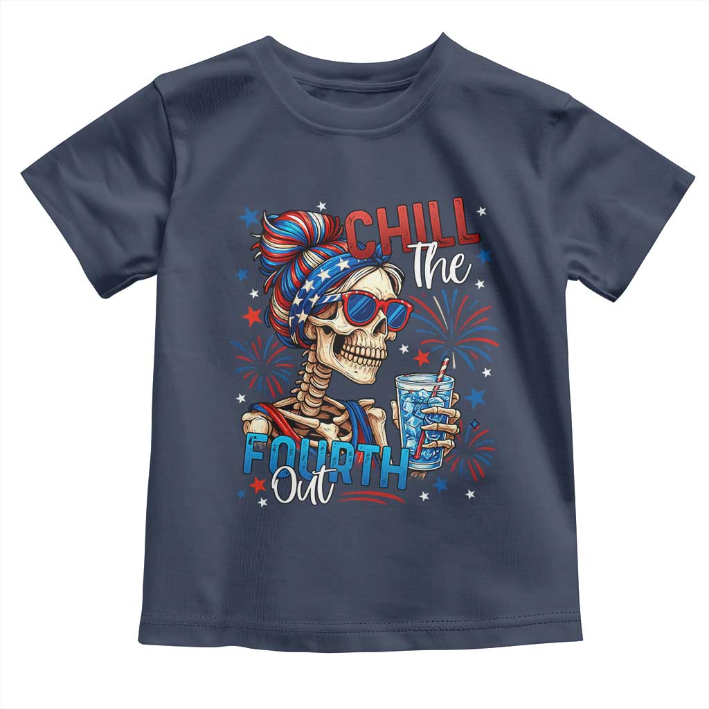 Chill the Fourth Out Skeleton Toddler T Shirt Funny Patriotic 4th of July Fireworks Party - Wonder Print Shop