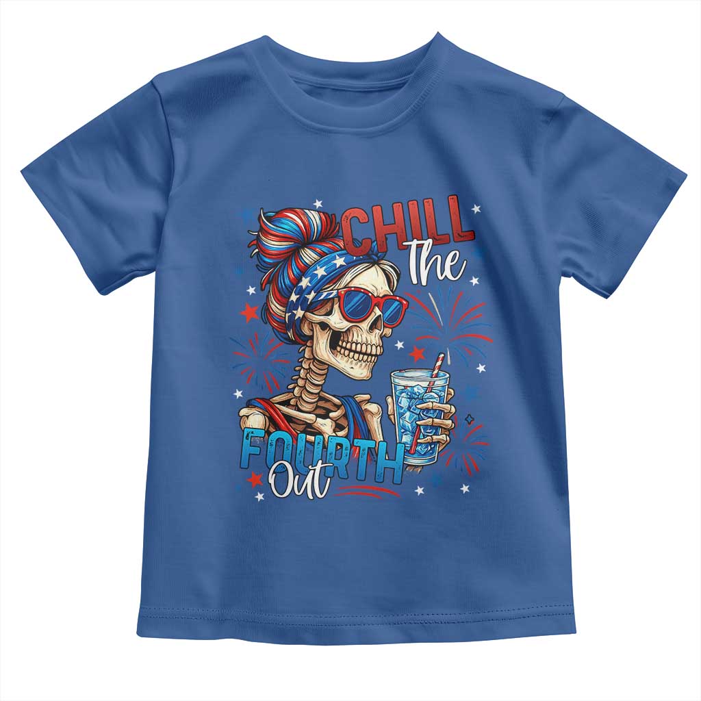Chill the Fourth Out Skeleton Toddler T Shirt Funny Patriotic 4th of July Fireworks Party - Wonder Print Shop
