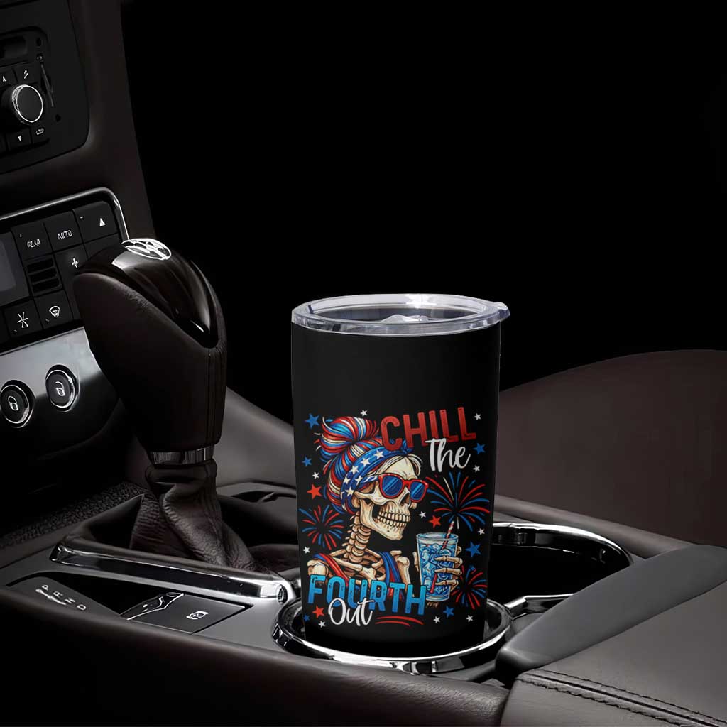 Chill the Fourth Out Skeleton Tumbler Cup Funny Patriotic 4th of July Fireworks Party - Wonder Print Shop
