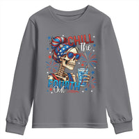 Chill the Fourth Out Skeleton Youth Sweatshirt Funny Patriotic 4th of July Fireworks Party - Wonder Print Shop