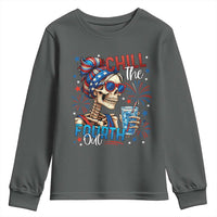 Chill the Fourth Out Skeleton Youth Sweatshirt Funny Patriotic 4th of July Fireworks Party - Wonder Print Shop
