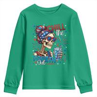 Chill the Fourth Out Skeleton Youth Sweatshirt Funny Patriotic 4th of July Fireworks Party - Wonder Print Shop