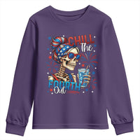 Chill the Fourth Out Skeleton Youth Sweatshirt Funny Patriotic 4th of July Fireworks Party - Wonder Print Shop