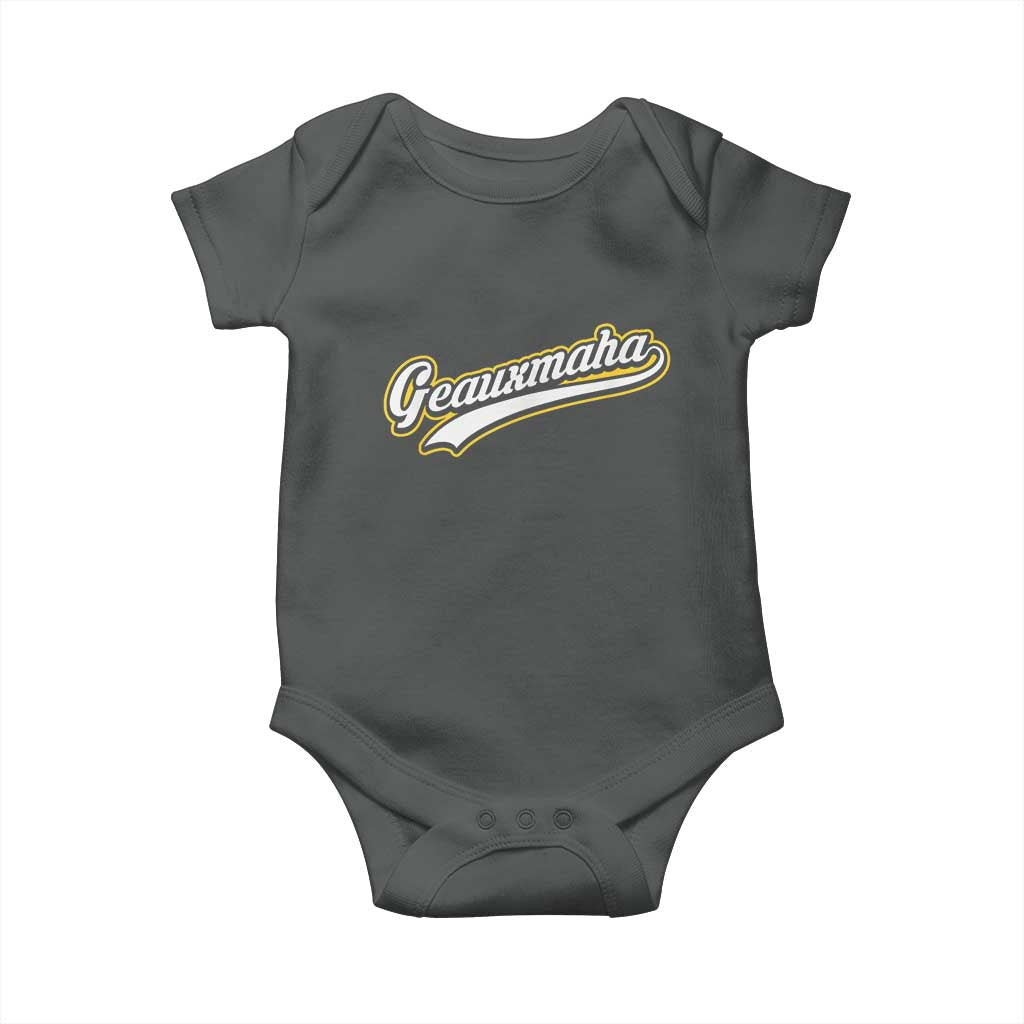 Geauxmaha Vintage Throwback Design Baby Onesie Purple and Gold Baseball Fan - Wonder Print Shop