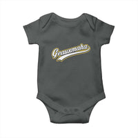 Geauxmaha Vintage Throwback Design Baby Onesie Purple and Gold Baseball Fan - Wonder Print Shop