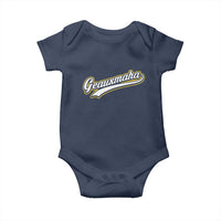 Geauxmaha Vintage Throwback Design Baby Onesie Purple and Gold Baseball Fan - Wonder Print Shop