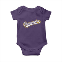 Geauxmaha Vintage Throwback Design Baby Onesie Purple and Gold Baseball Fan - Wonder Print Shop