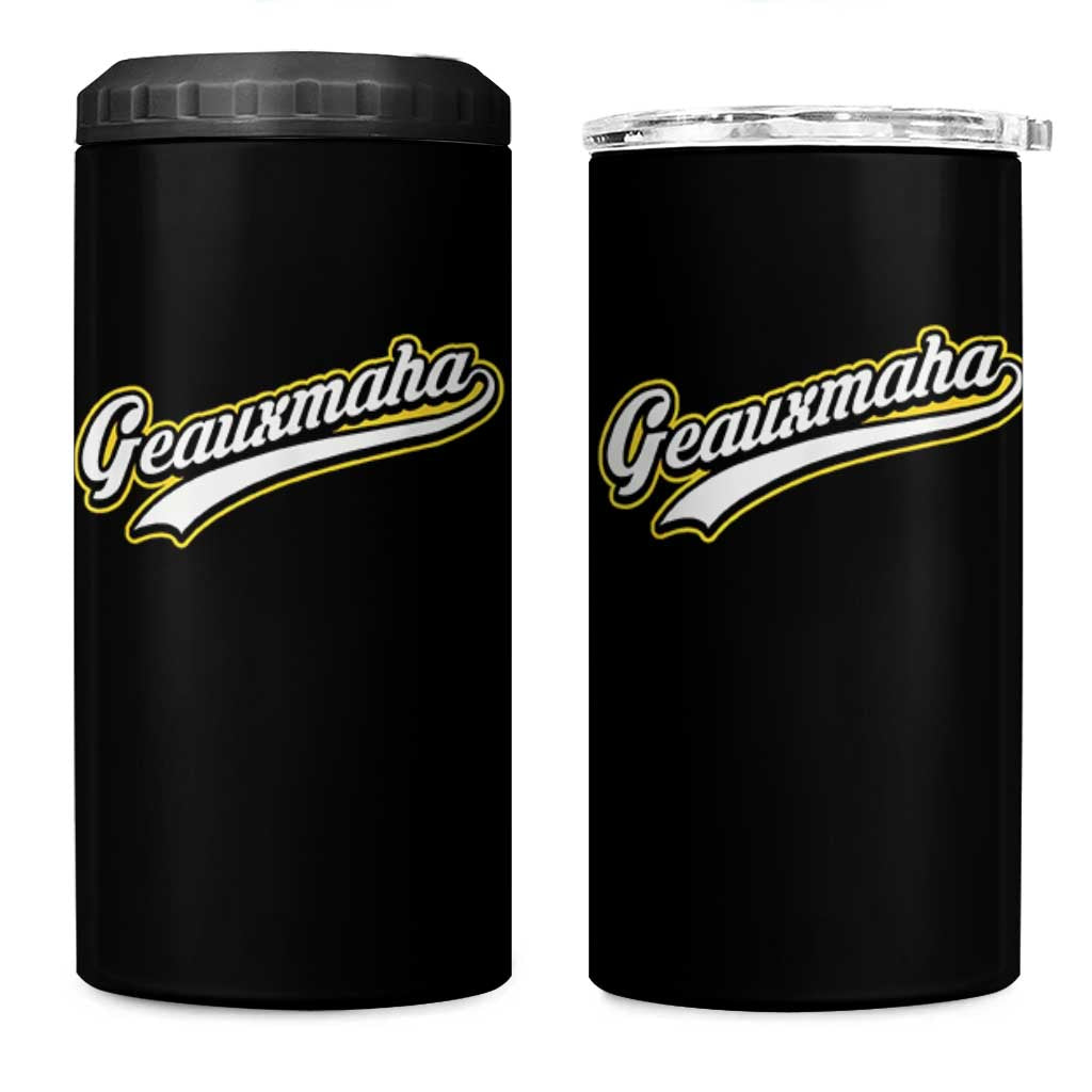 Geauxmaha Vintage Throwback Design 4 in 1 Can Cooler Tumbler Purple and Gold Baseball Fan - Wonder Print Shop