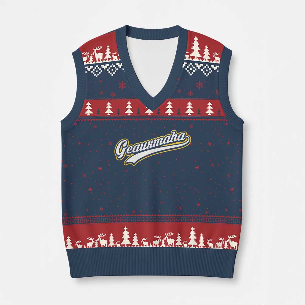 Geauxmaha Vintage Throwback Design V-Neck Knit Sweater Vest Purple and Gold Baseball Fan - Wonder Print Shop