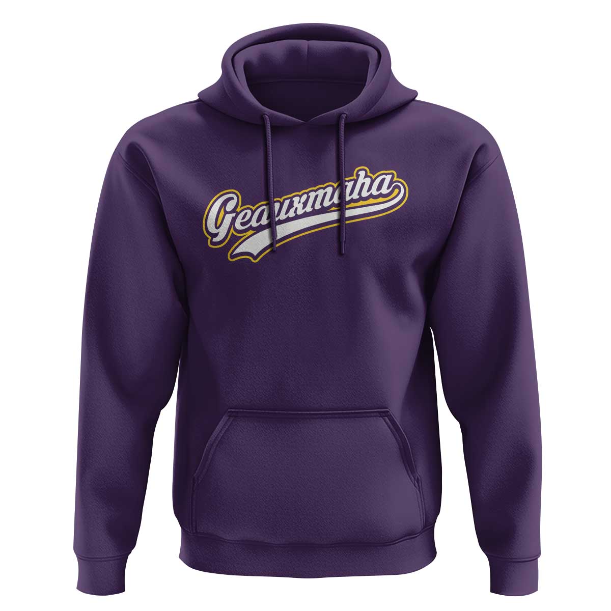 Geauxmaha Vintage Throwback Design Hoodie Purple and Gold Baseball Fan - Wonder Print Shop