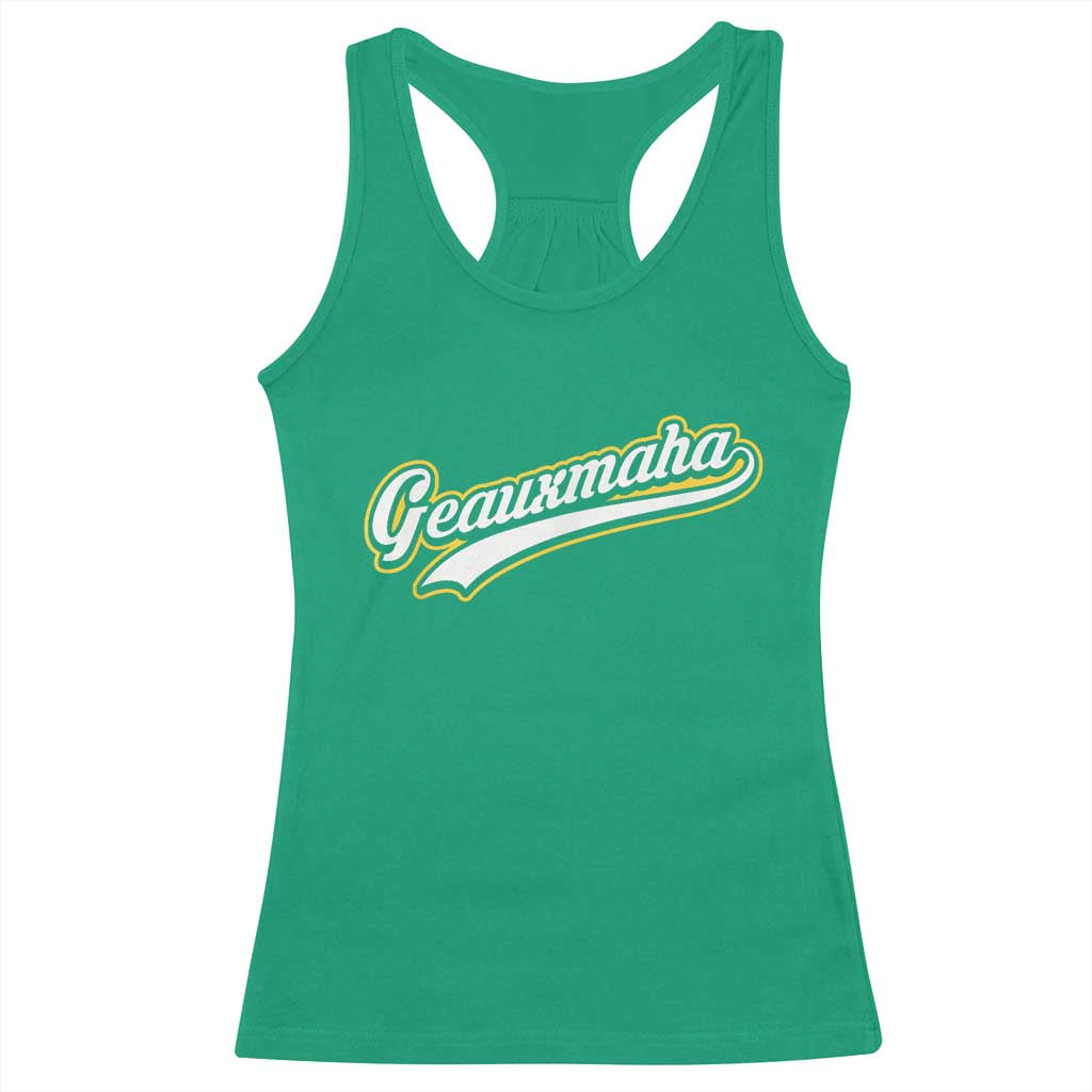 Geauxmaha Vintage Throwback Design Racerback Tank Top Purple and Gold Baseball Fan - Wonder Print Shop