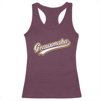 Geauxmaha Vintage Throwback Design Racerback Tank Top Purple and Gold Baseball Fan - Wonder Print Shop