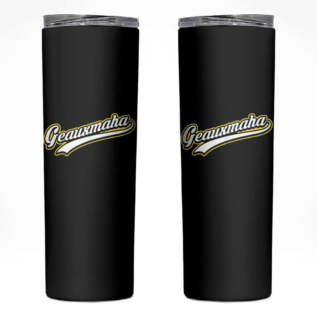 Geauxmaha Vintage Throwback Design Skinny Tumbler Purple and Gold Baseball Fan - Wonder Print Shop