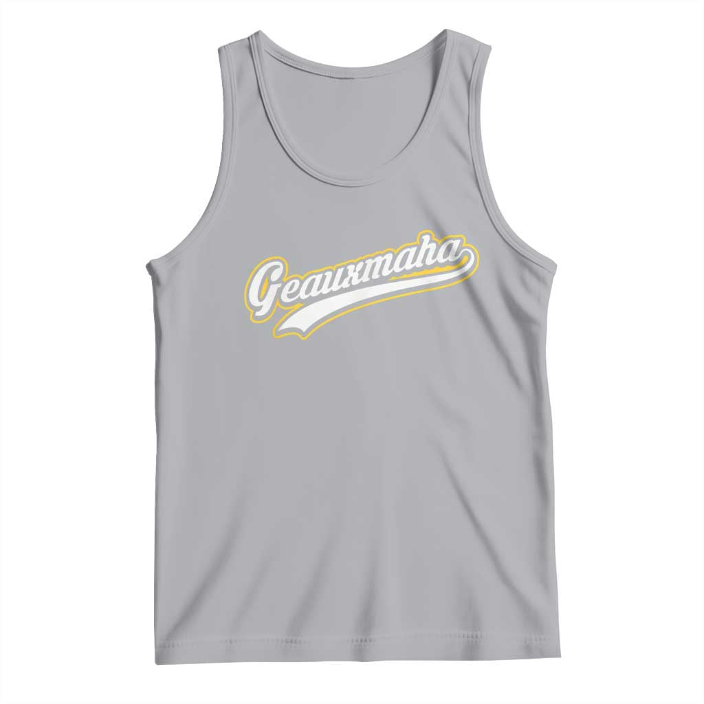 Geauxmaha Vintage Throwback Design Tank Top Purple and Gold Baseball Fan - Wonder Print Shop