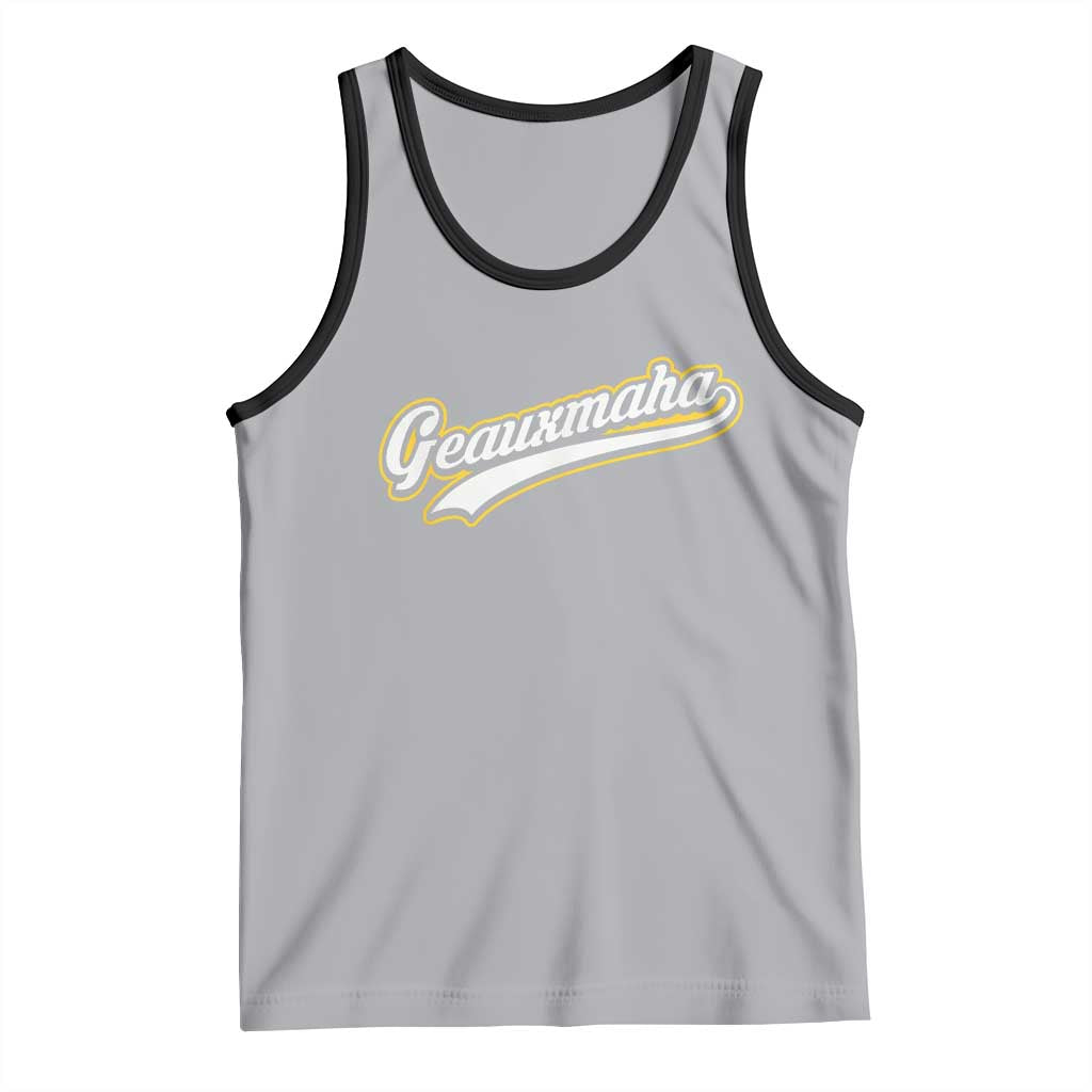 Geauxmaha Vintage Throwback Design Tank Top Purple and Gold Baseball Fan - Wonder Print Shop