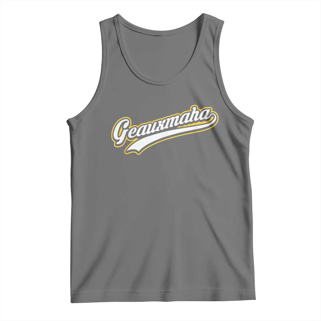 Geauxmaha Vintage Throwback Design Tank Top Purple and Gold Baseball Fan - Wonder Print Shop