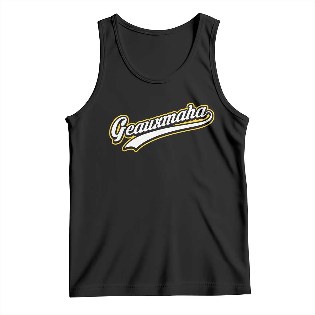 Geauxmaha Vintage Throwback Design Tank Top Purple and Gold Baseball Fan - Wonder Print Shop