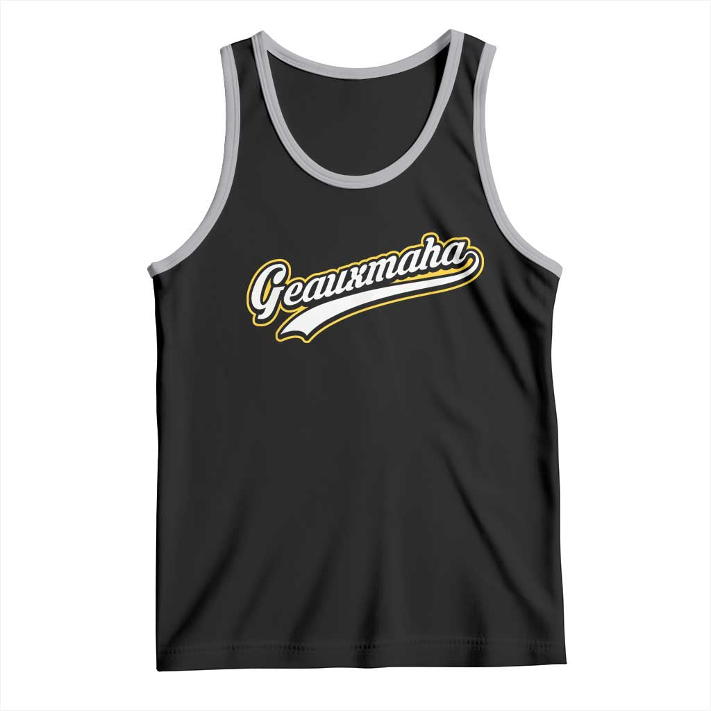 Geauxmaha Vintage Throwback Design Tank Top Purple and Gold Baseball Fan - Wonder Print Shop