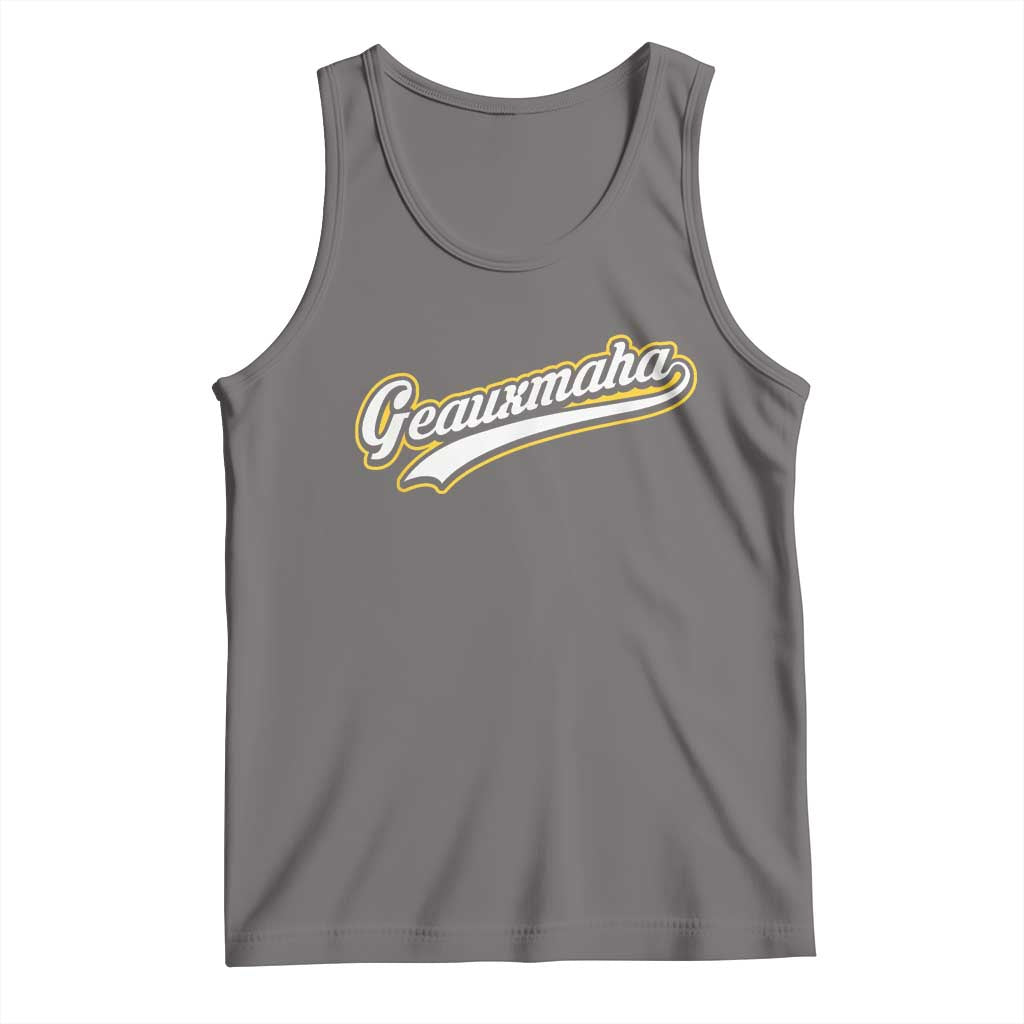 Geauxmaha Vintage Throwback Design Tank Top Purple and Gold Baseball Fan - Wonder Print Shop