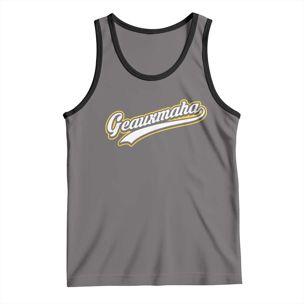 Geauxmaha Vintage Throwback Design Tank Top Purple and Gold Baseball Fan - Wonder Print Shop