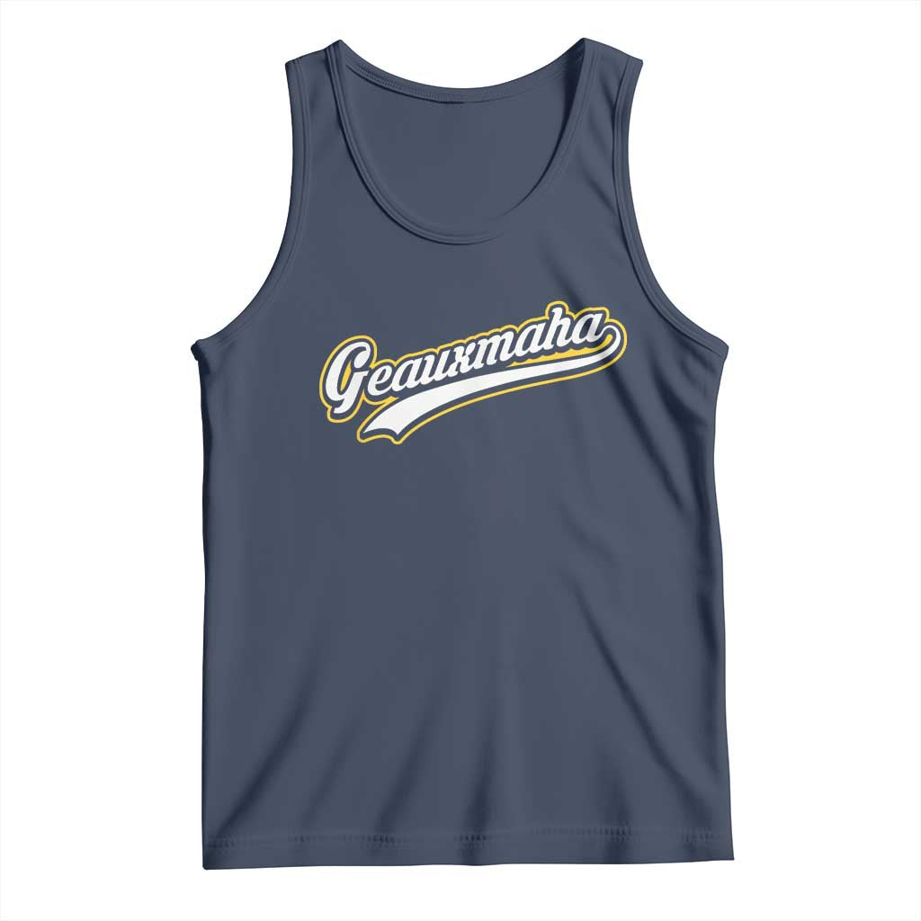 Geauxmaha Vintage Throwback Design Tank Top Purple and Gold Baseball Fan - Wonder Print Shop