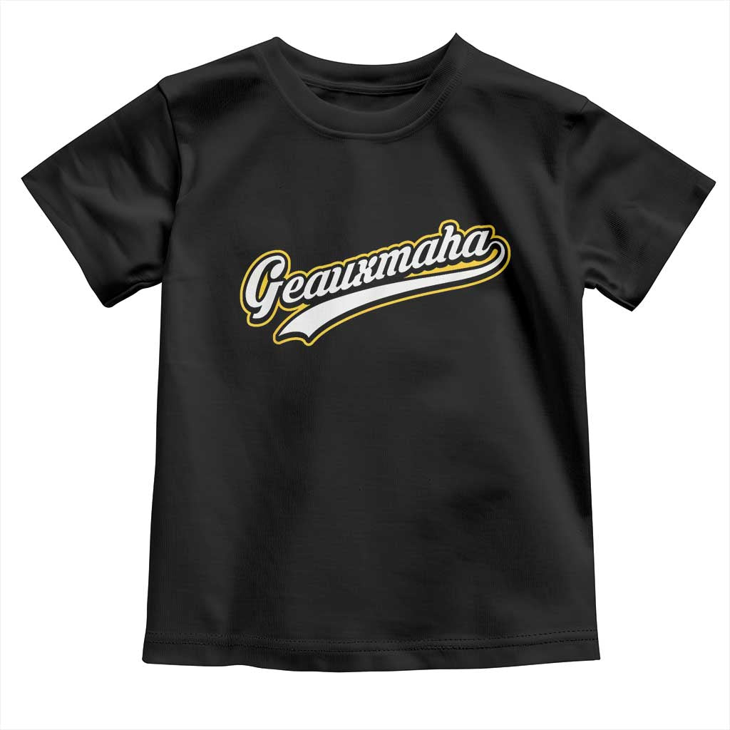 Geauxmaha Vintage Throwback Design Toddler T Shirt Purple and Gold Baseball Fan - Wonder Print Shop