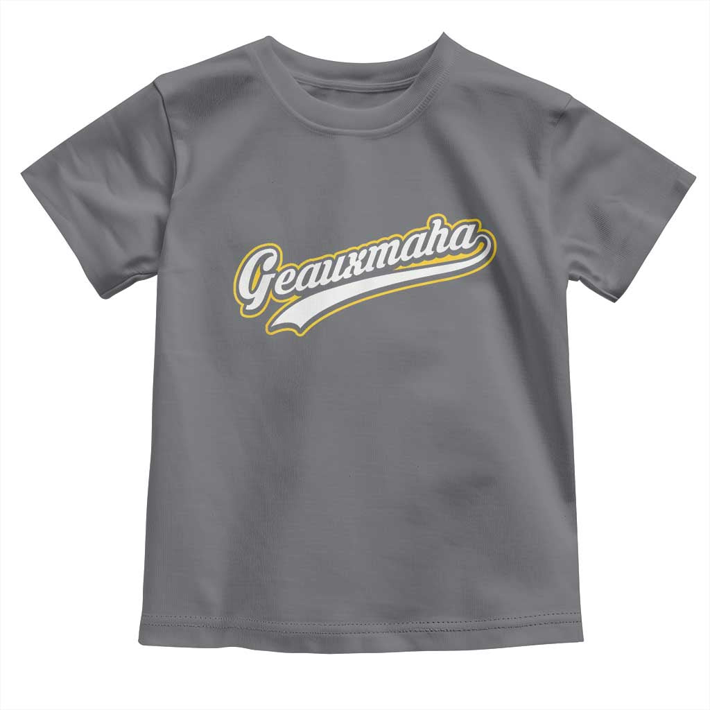 Geauxmaha Vintage Throwback Design Toddler T Shirt Purple and Gold Baseball Fan - Wonder Print Shop