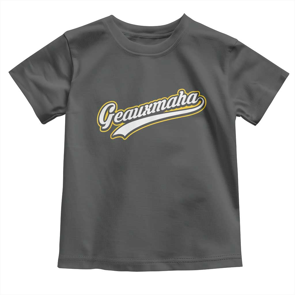Geauxmaha Vintage Throwback Design Toddler T Shirt Purple and Gold Baseball Fan - Wonder Print Shop