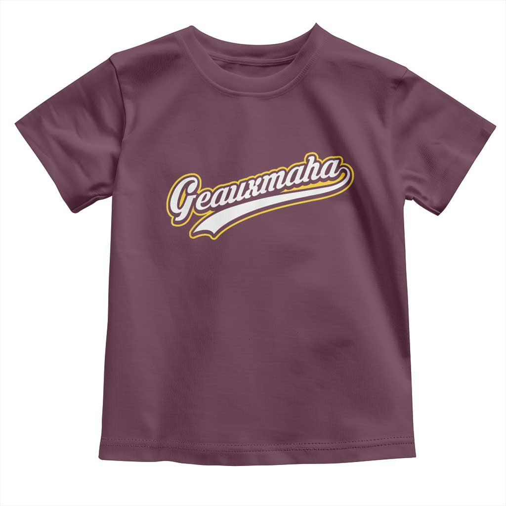 Geauxmaha Vintage Throwback Design Toddler T Shirt Purple and Gold Baseball Fan - Wonder Print Shop