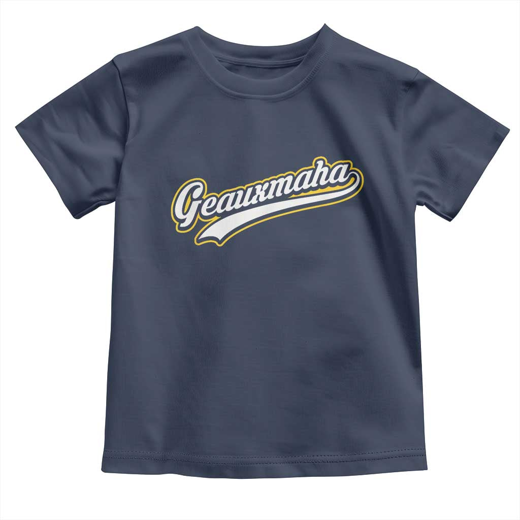 Geauxmaha Vintage Throwback Design Toddler T Shirt Purple and Gold Baseball Fan - Wonder Print Shop