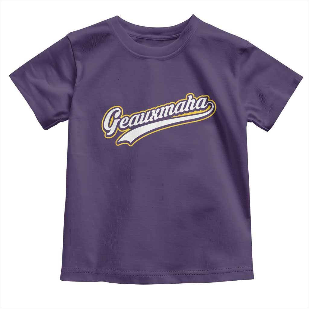 Geauxmaha Vintage Throwback Design Toddler T Shirt Purple and Gold Baseball Fan - Wonder Print Shop