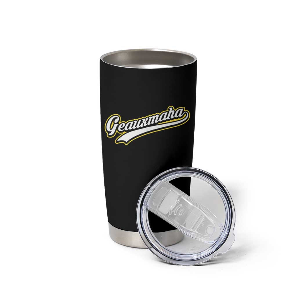Geauxmaha Vintage Throwback Design Tumbler Cup Purple and Gold Baseball Fan - Wonder Print Shop