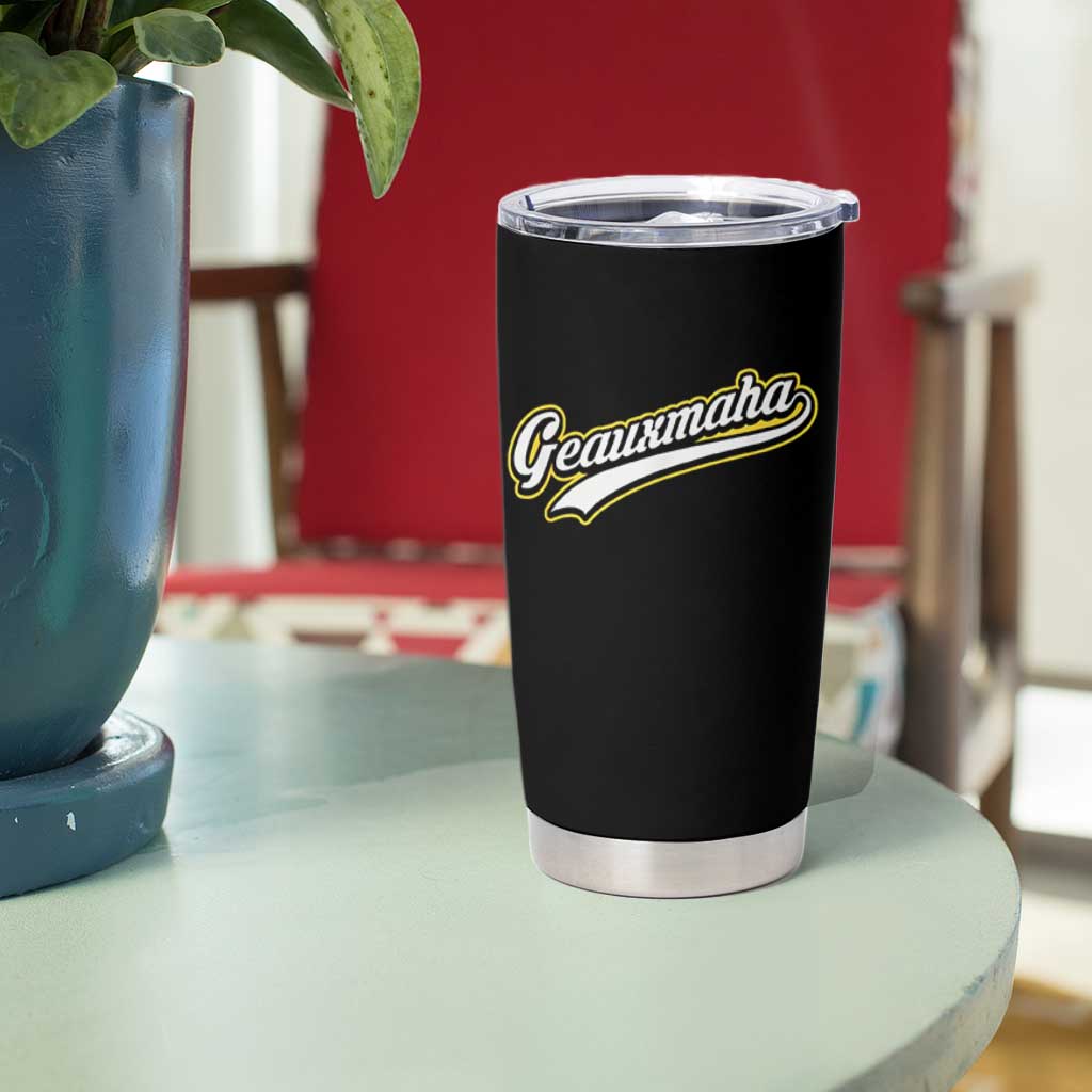 Geauxmaha Vintage Throwback Design Tumbler Cup Purple and Gold Baseball Fan - Wonder Print Shop